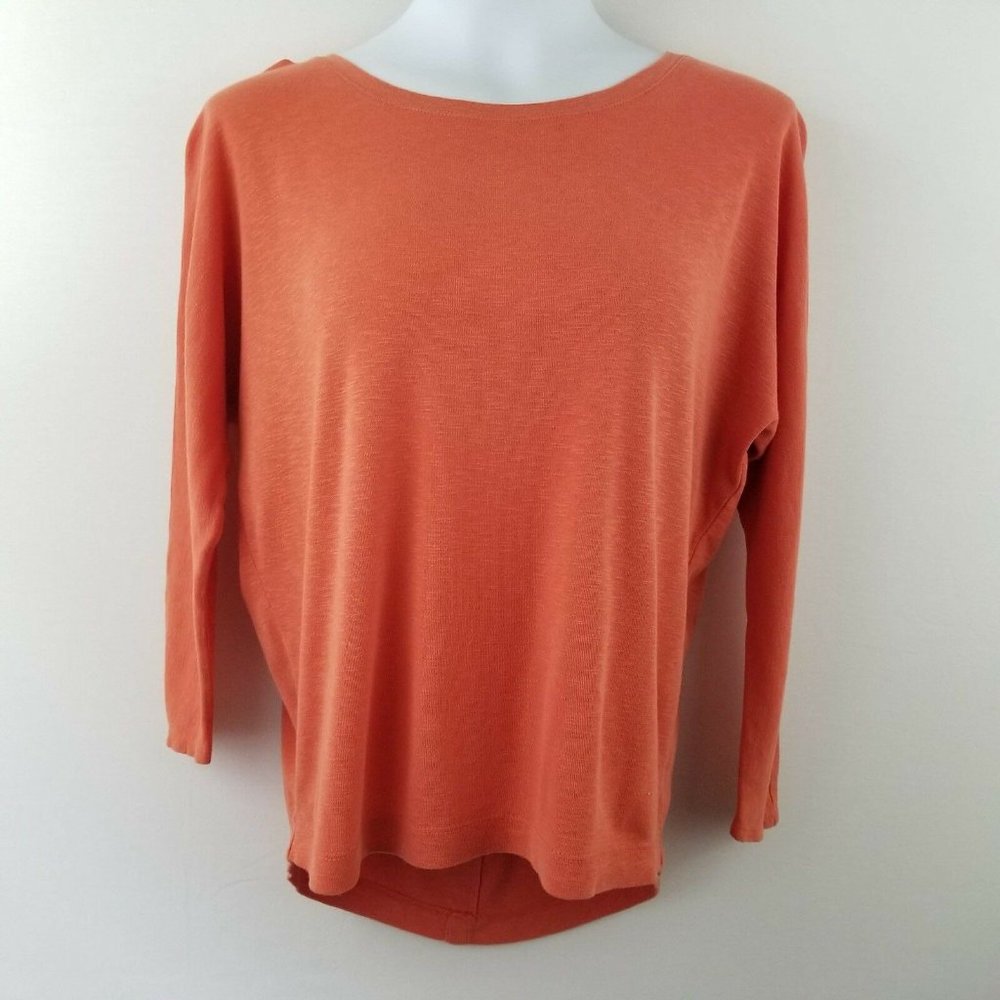 Cynthia Rowley Womens Top S Orange Faux Button Back Knit H18